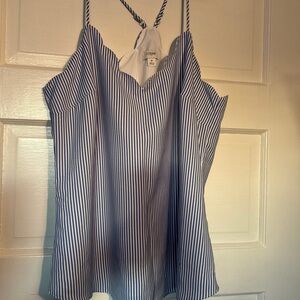 J. Crew - scalloped Blue Striped Women's Top